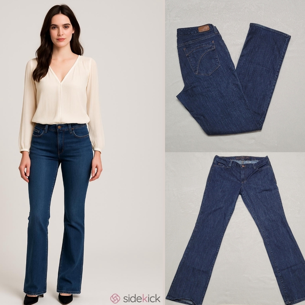 Eddie Bauer 2008 Retro Curvy Dark Wash Mid Waisted Bootcut Jeans 12L
